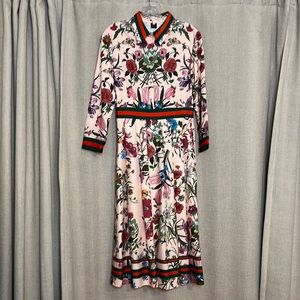Floral long sleeve collared dress
